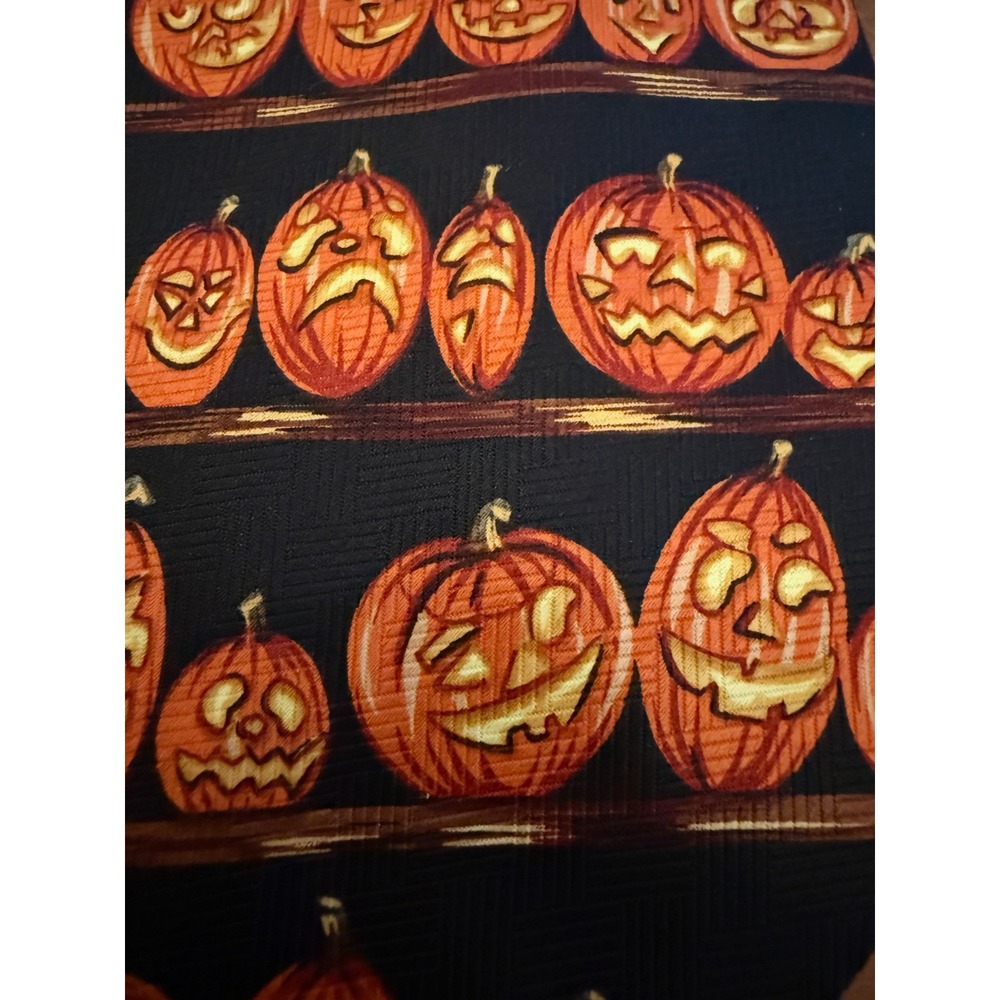 Mens FUNKY Halloween Jack-O-Lantern Necktie Black Orange Holiday Tie RN 73469